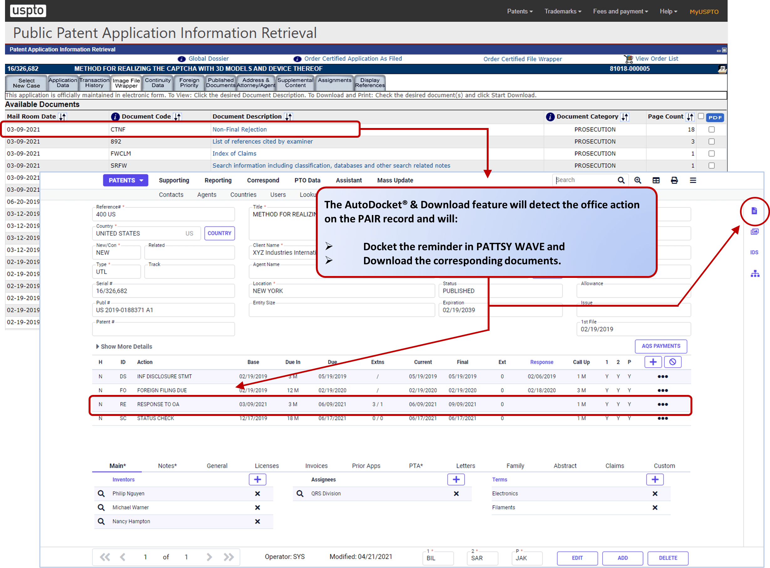 pattsywave autodocket screenshot Click to view AutoDocket® & Download on PATTSY WAVE