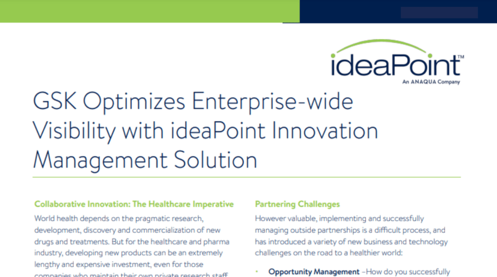 GSK Optimizes Enterprise-wide Visibility with ideaPoint